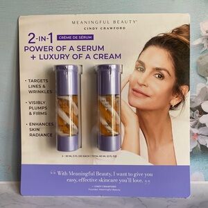 NEW MEANINGFUL BEAUTY CINDY CRAWFORD 2 in 1 Crème De Serum 2 PK, 1 Fl Oz Each